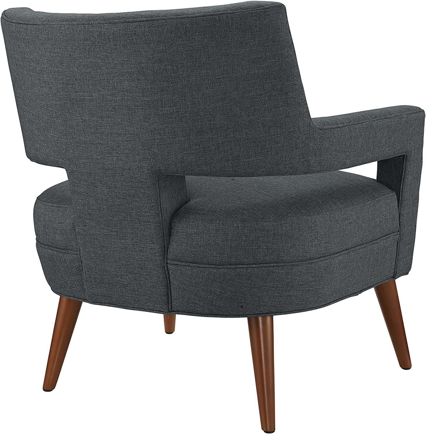 Modway Sheer Upholstered Fabric Mid-Century Modern Accent Lounge Arm Chair in Gray