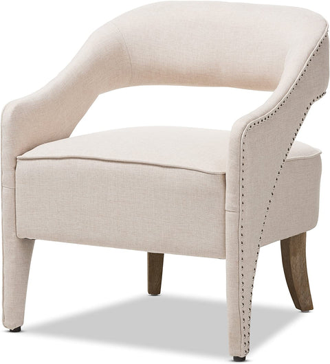 Baxton Studio Floriane Modern and Contemporary Beige Fabric Upholstered Lounge Chair