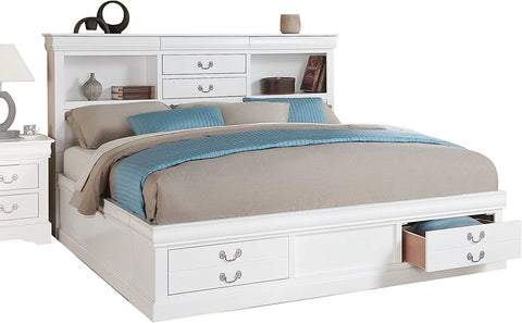 ACME Louis Philippe III Queen Bed w/Storage - 24490Q - White