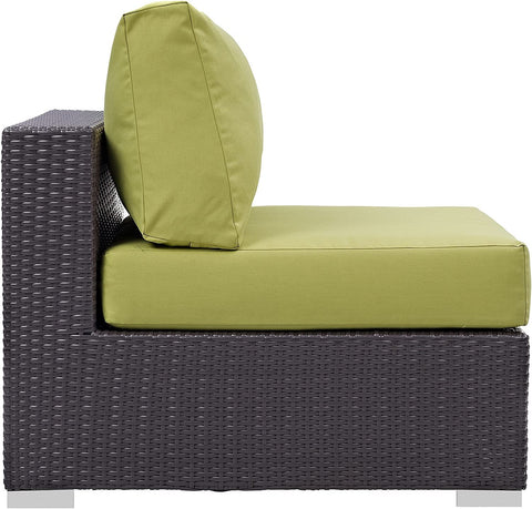 Modway Convene Wicker Rattan Outdoor Patio Sectional Sofa Armless Chair in Espresso Peridot