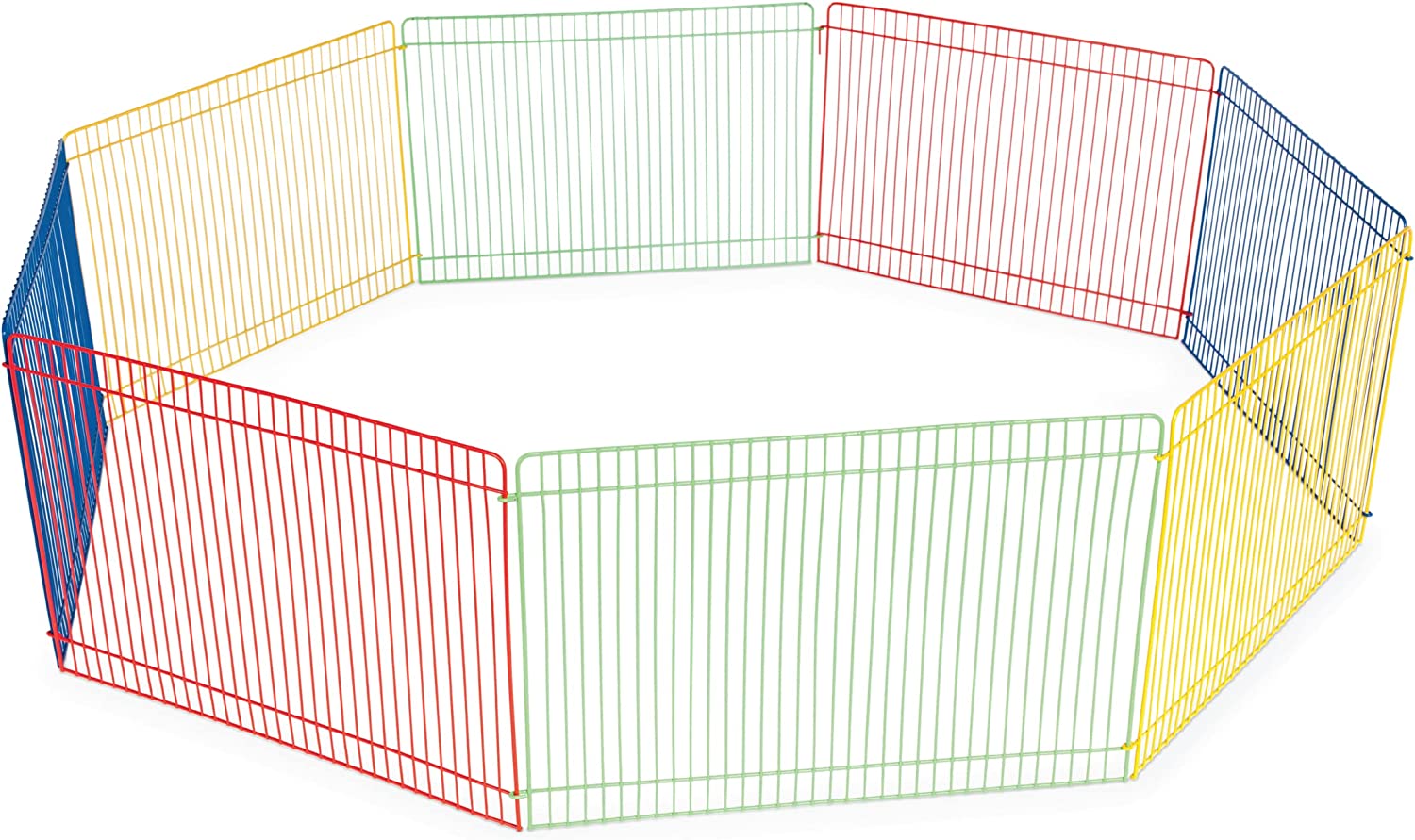 Prevue Pet Products Multi-Color Small Animal Playpen, Enclosed Pet Fence for Small Animals, Expandable Barrier Panels for Indoor or Outdoor Pet Activity