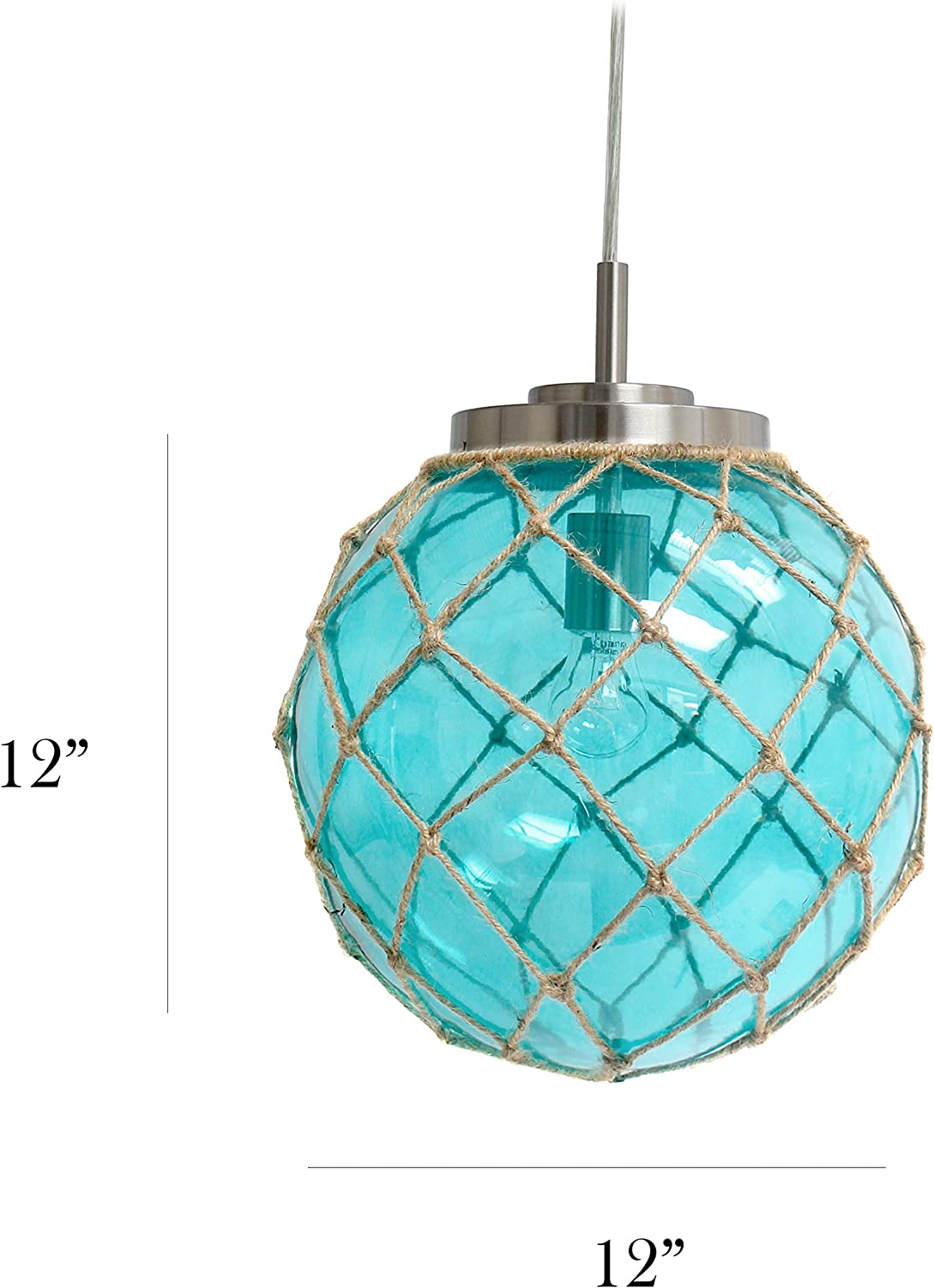 Elegant Designs PT1003-AQU Nautical Ceiling Light Pendant, Aqua/Natural