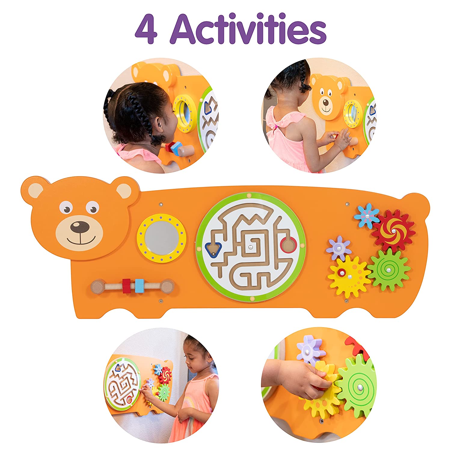 LEARNING ADVANTAGE Bear Activity Wall Panel - 18m+ - Toddler Activity Center - Wall-Mounted Toy - Busy Board Decor for Bedrooms, Daycares and Play Areas