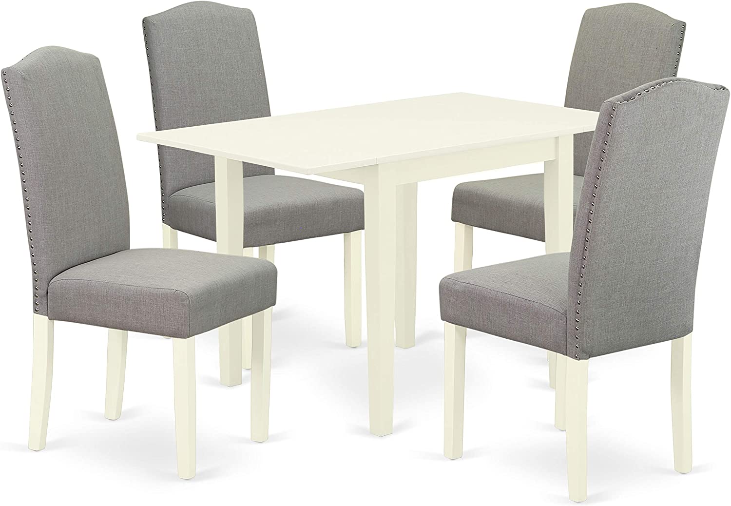 East West Furniture Dining Table Set, Linen White