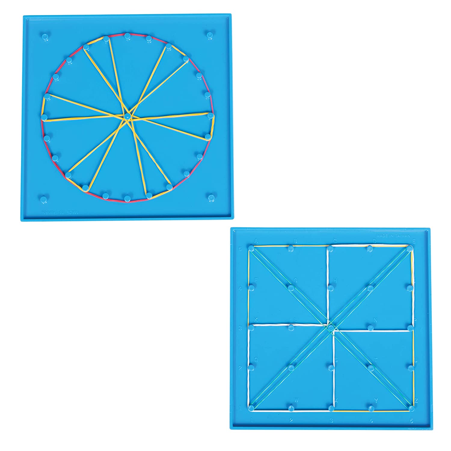 edxeducation Double-Sided Geoboards - 5 x 5 Grid/24 Pin Circular Array - Set of 6 - Includes Rubber Bands - Ideal for Ages 5+ - Geometry Math Manipulative - Teach Angles and Symmetry