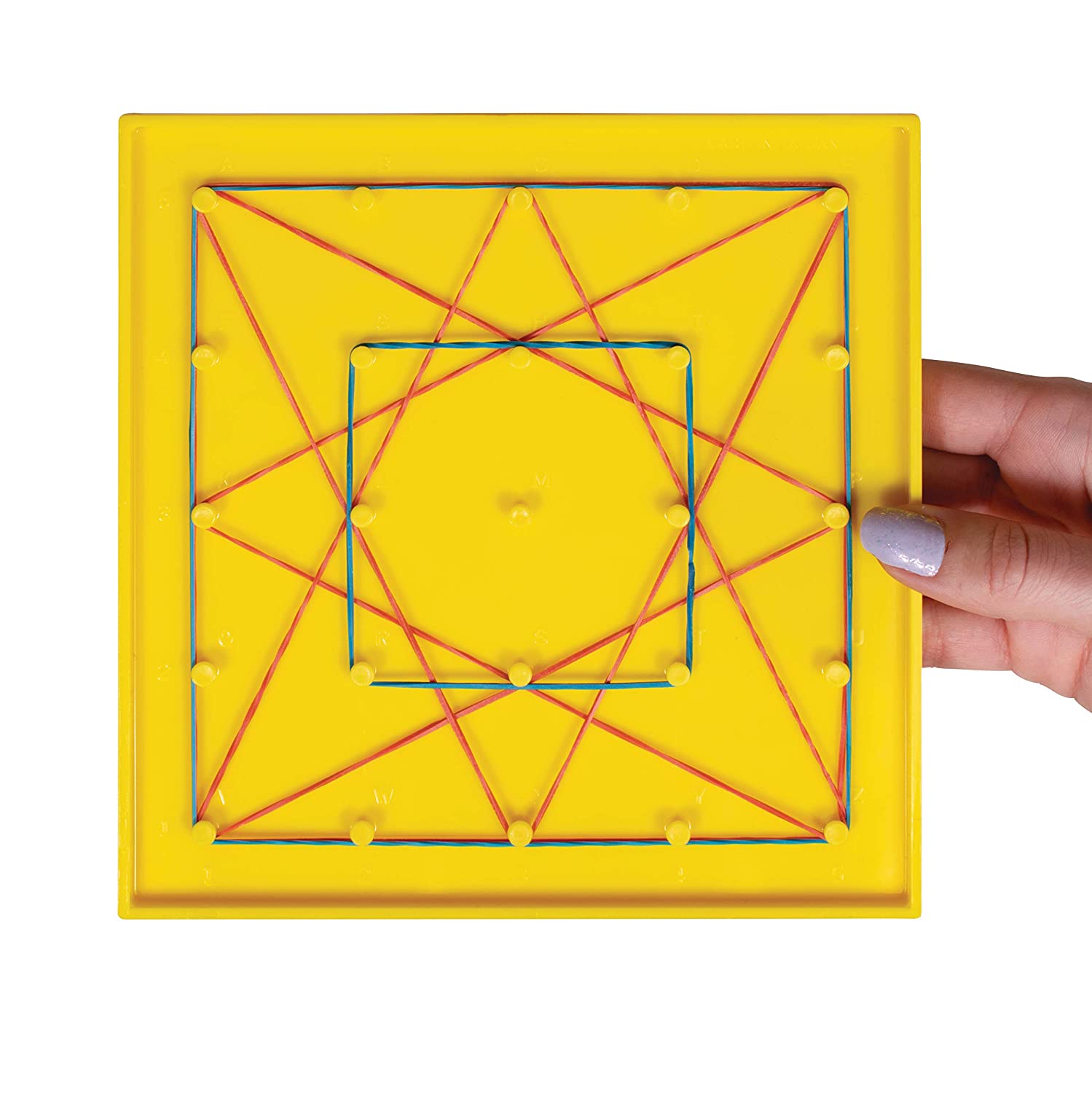 edxeducation Double-Sided Geoboards - 5 x 5 Grid/24 Pin Circular Array - Set of 6 - Includes Rubber Bands - Ideal for Ages 5+ - Geometry Math Manipulative - Teach Angles and Symmetry