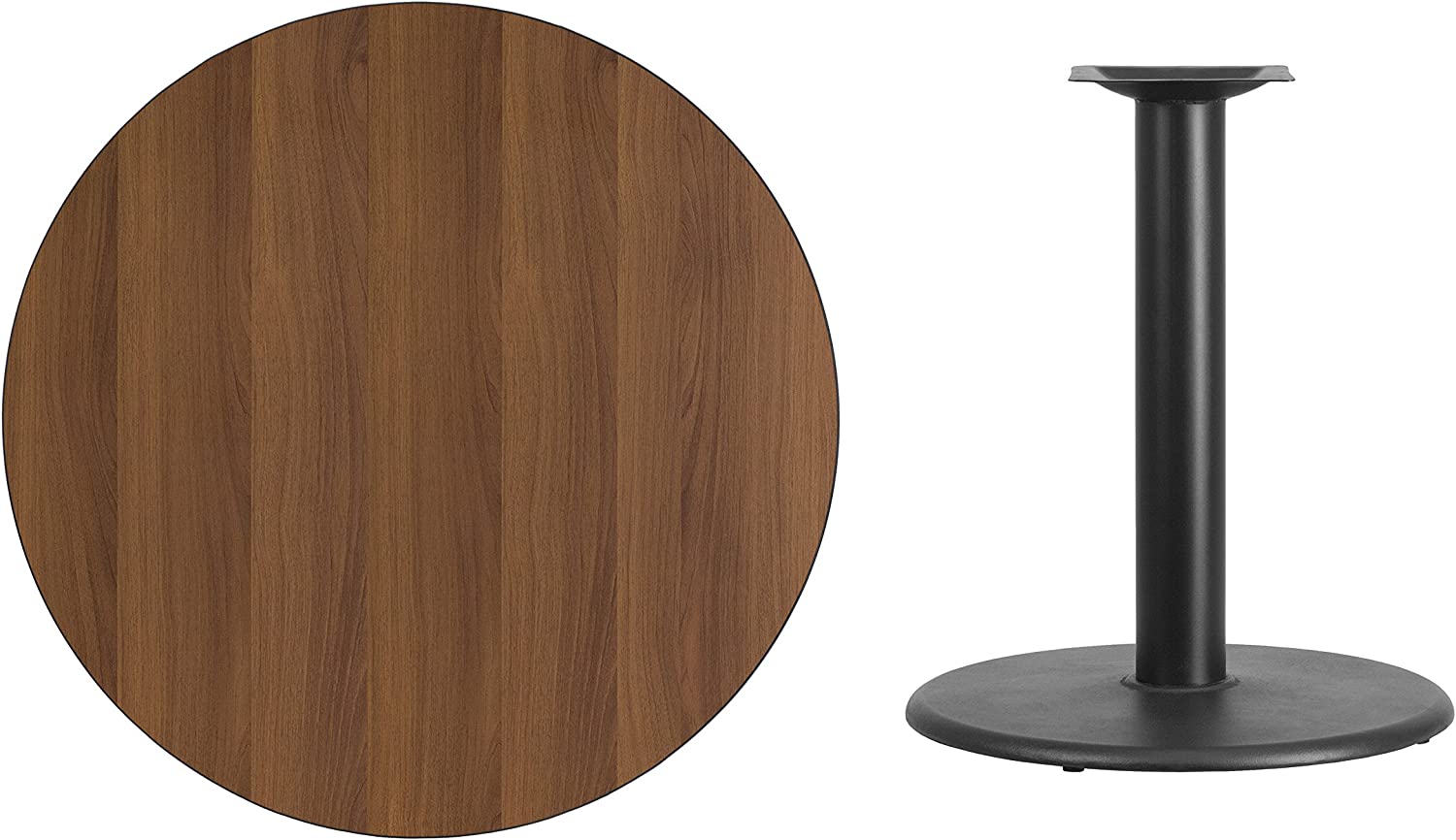 Flash Furniture 36&#39;&#39; Round Walnut Laminate Table Top with 24&#39;&#39; Round Bar Height Table Base