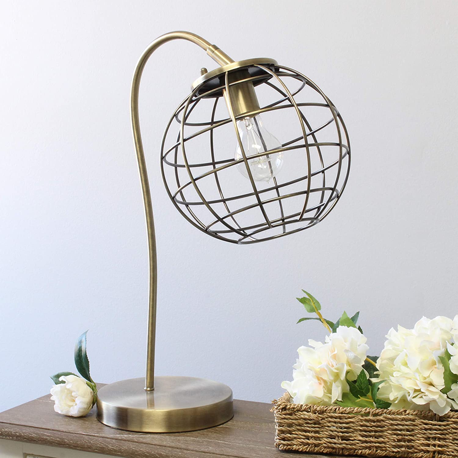 Elegant Designs LT2068-RGD Caged In Metal Table Desk Lamp, Rose Gold