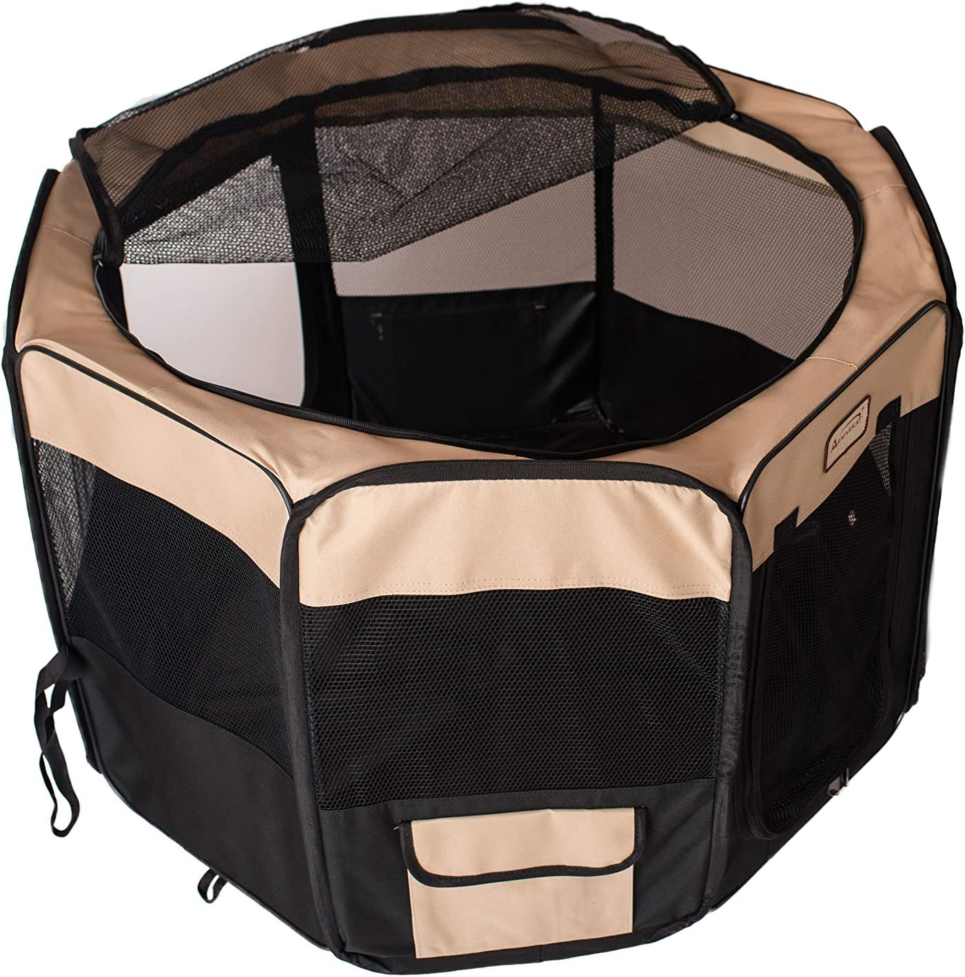 Armarkat Model PP003BGE-M Portable Pet Playpen in Black and Beige Combo, Medium