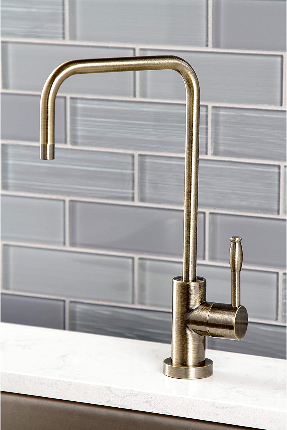 Kingston Brass KS6193NKL Nustudio Single-Handle Cold Water Filtration Faucet, Antique Brass