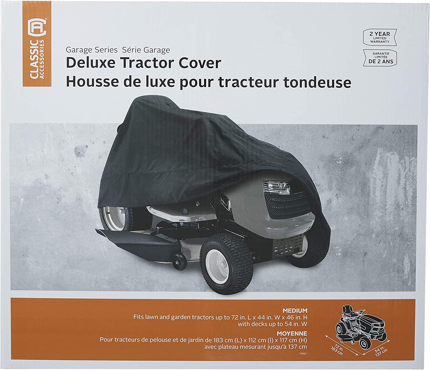 Classic Accessories StormPro Waterproof Heavy-Duty Tractor Cover, Fits tractors with decks up to 54 in