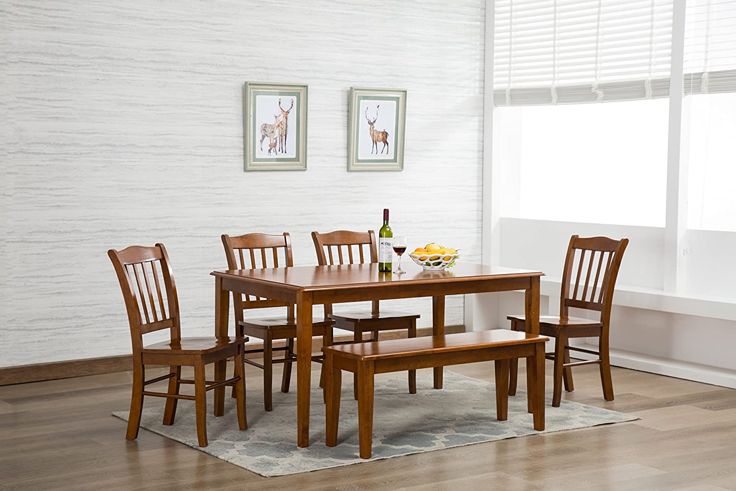 Boraam Shaker 6-Piece Dining Set, Walnut