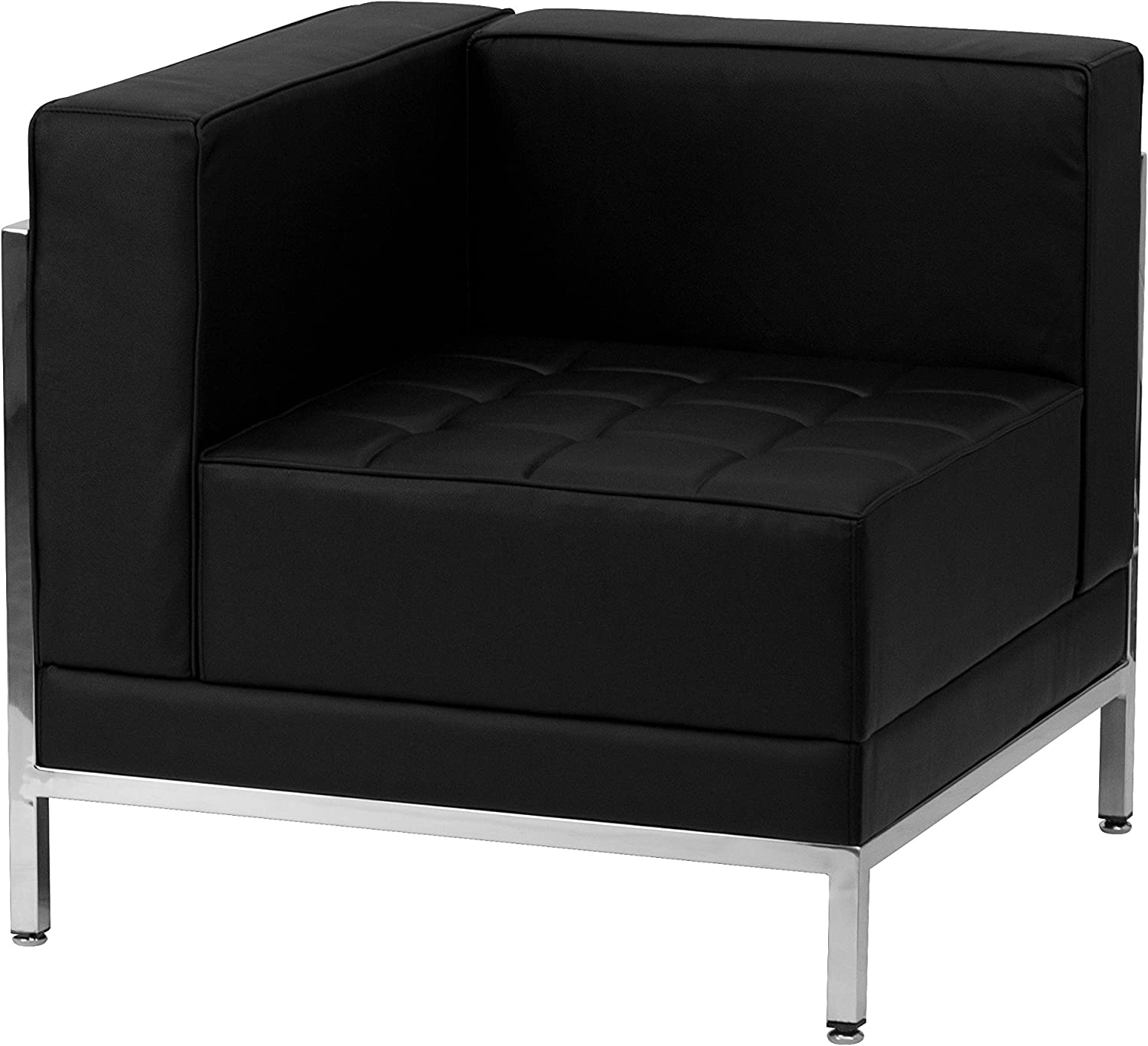 Flash Furniture HERCULES Imagination Series Contemporary Black LeatherSoft Left Corner Chair with Encasing Frame