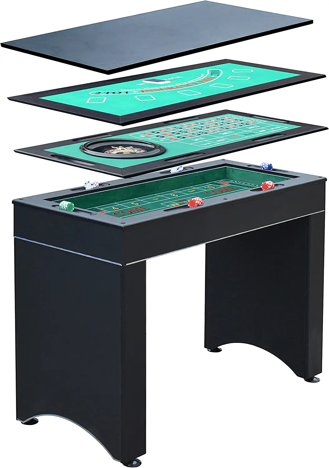 Hathaway Monte Carlo 4-In-1 Multi Game Casino Table with Blackjack, Roulette, Craps and Bar Table √É¬¢√¢‚Äö¬¨√¢‚Ç¨≈ì Includes Accessories
