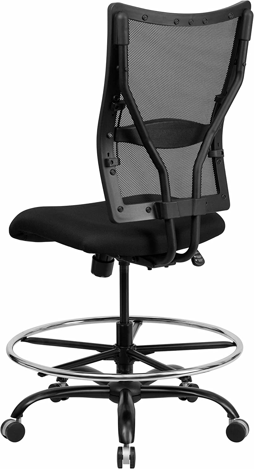 Flash Furniture HERCULES Series Big &amp; Tall 400 lb. Rated Black Mesh Ergonomic Drafting Chair