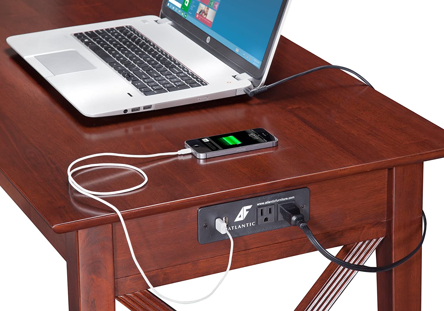 AFI Lexi Desk with Drawer and Charging Station, Walnut