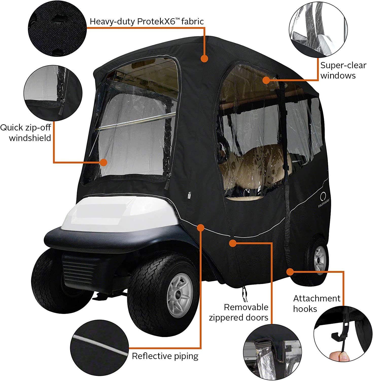 Classic Accessories Fairway Golf Cart Deluxe Enclosure