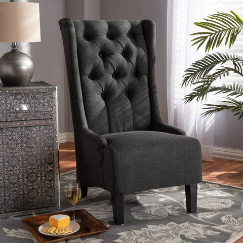 Baxton Studio Dorais Transitional Gray Fabric Upholstered Accent Chair