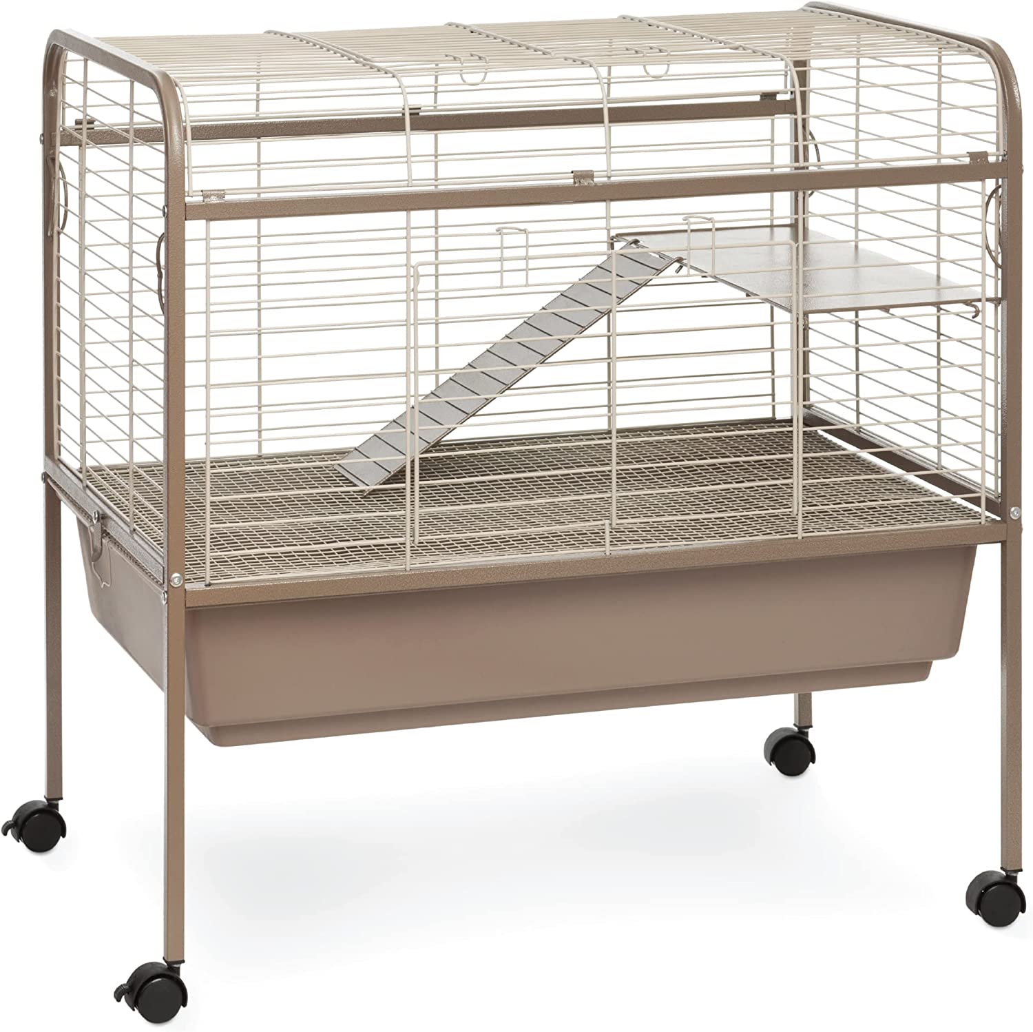 Prevue Pet Products Small Animal Cage with Stand and Caster Wheels, Classic Cage for Small Pets, Bunny Rabbits, Guinea Pigs, Coco/White