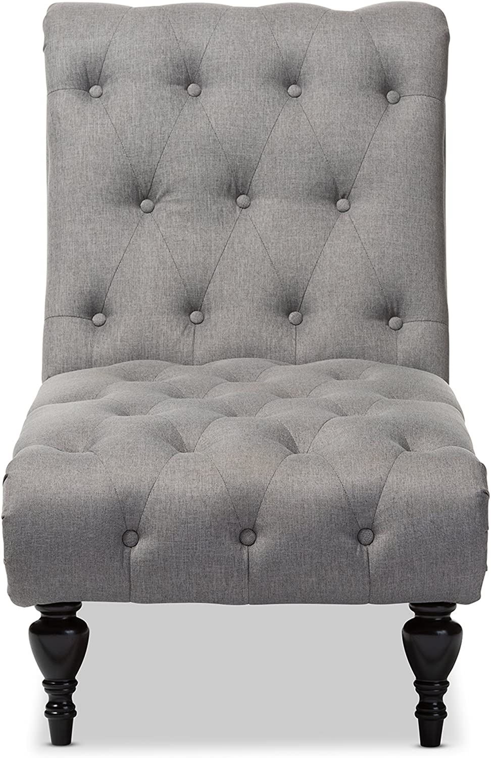 Baxton Studio Layla Mid-century Retro Modern Grey Fabric Upholstered Button-tufted Chaise Lounge, Grey