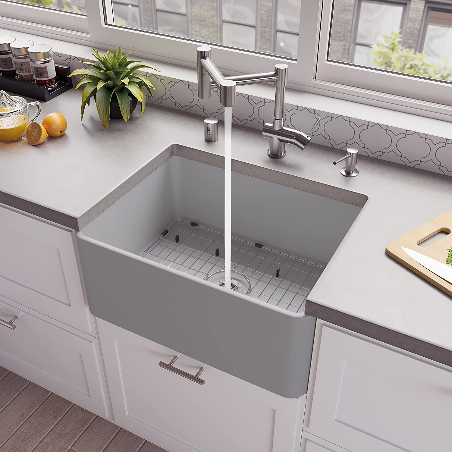 ALFI brand ABF2418-GM Kitchen Sink, Grey Matte