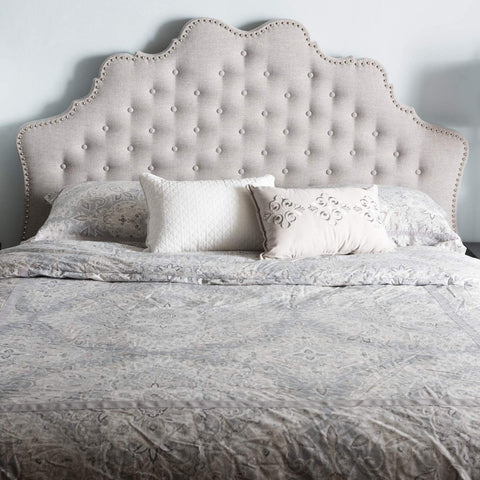 Baxton Studio Hilda Modern and Contemporary Greyish Beige Fabric Queen Size Headboard/Queen/Contemporary/Beige/Fabric Polyester 100%&#34;/LVL/Foam