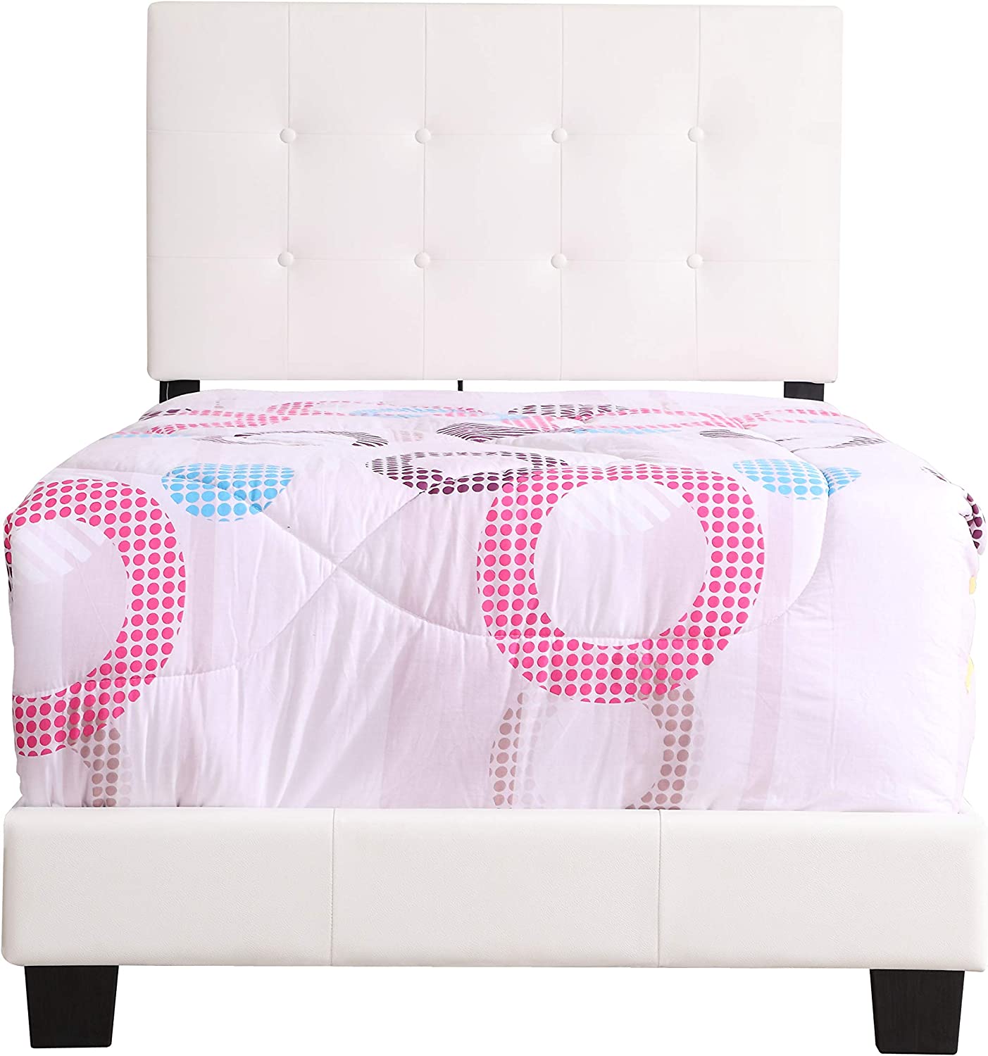 Glory Furniture Caldwell Twin, White Upholstered bed,