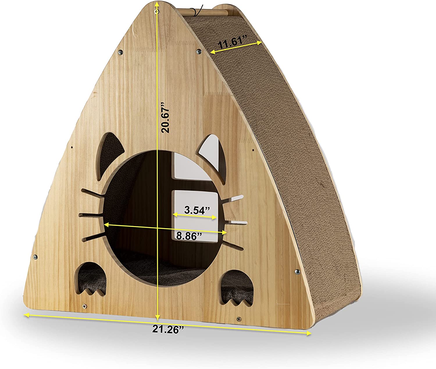 Armarkat Real Wood Medium Triangular Natural Solid Wood Cat Condo S2106