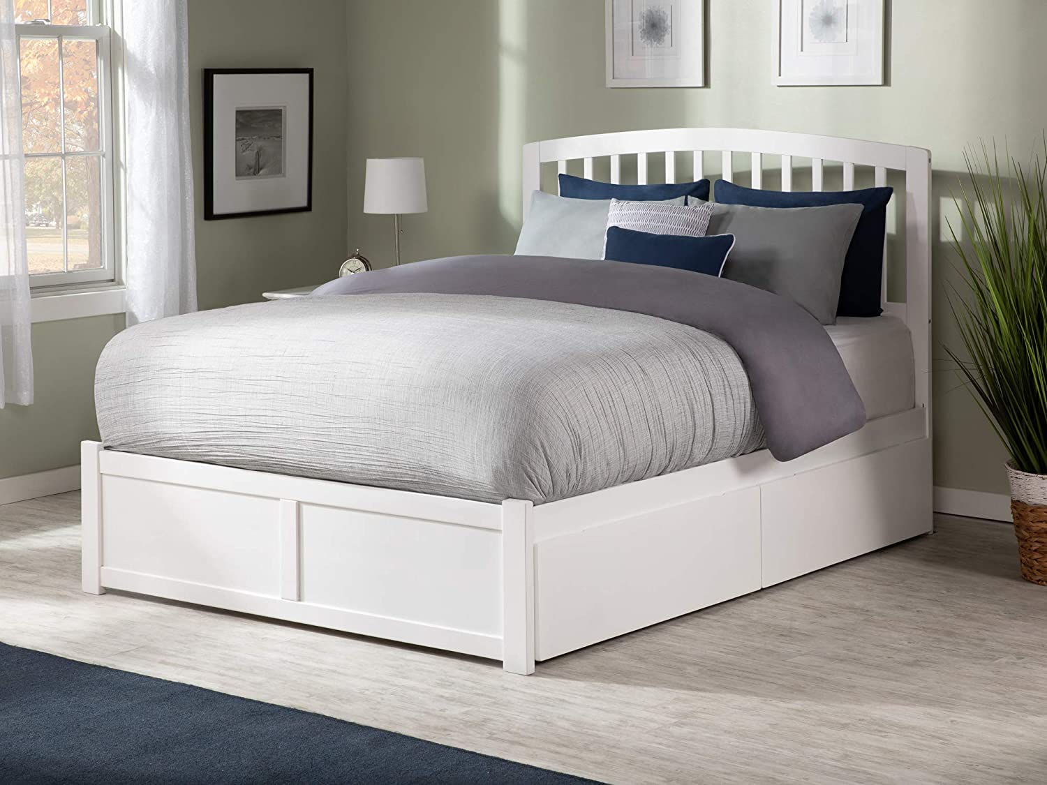 AFI AR8832112 Richmond Platform Bed with 2 Urban Bed Drawers, Full, White