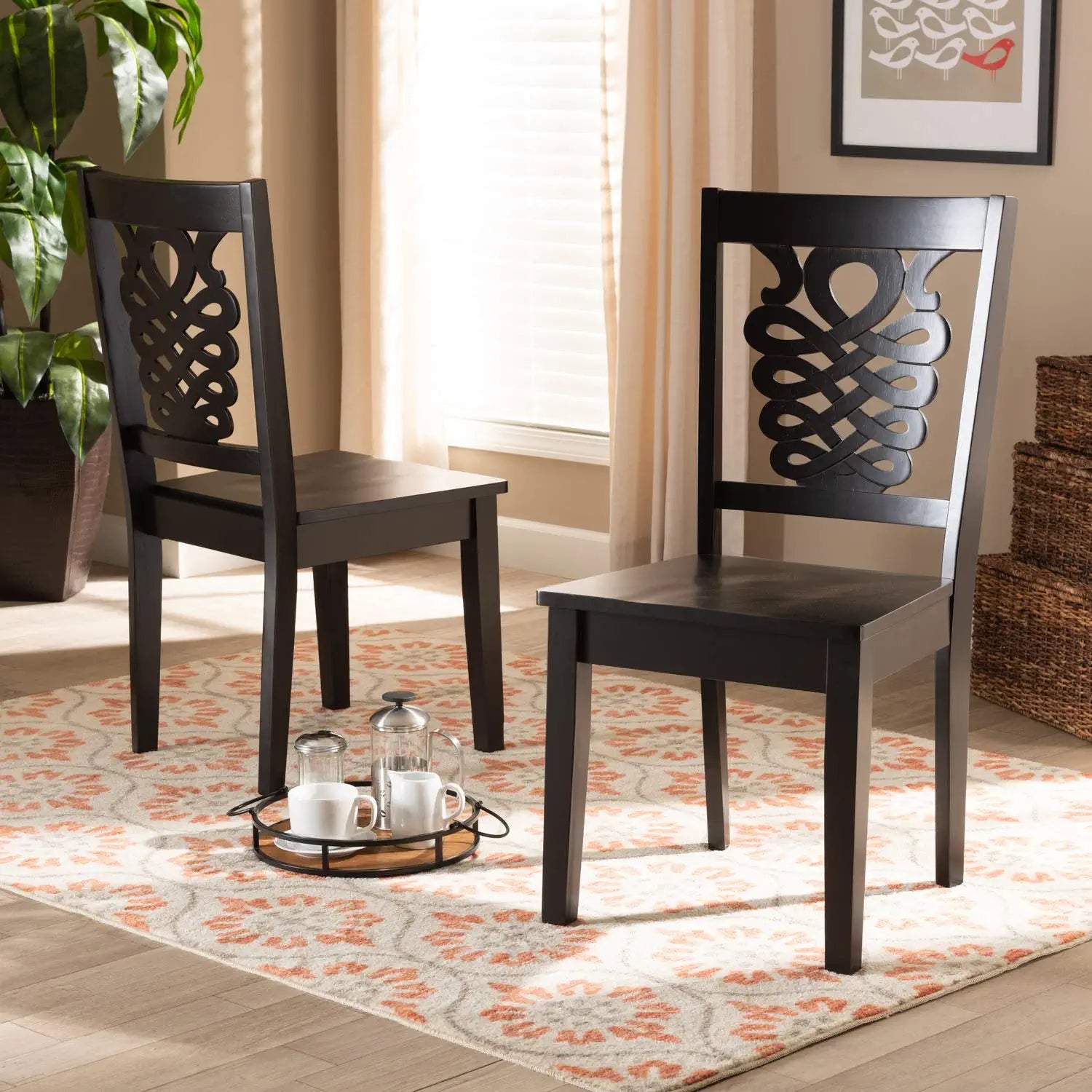 Baxton Studio Gervais Modern and Contemporary Transitional Dark Brown Finished Wood 2-Piece Dining Chair Set