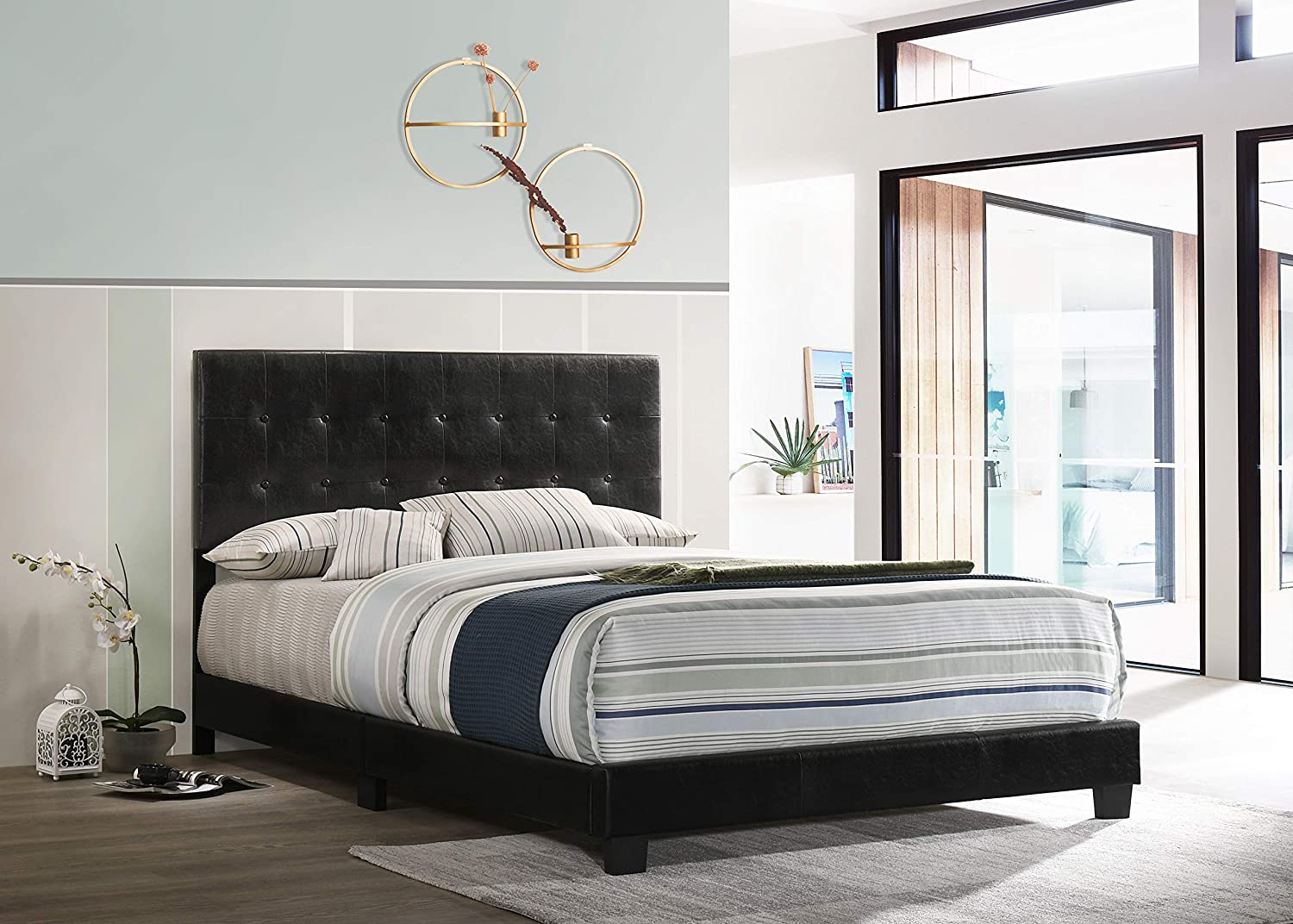 Glory Furniture Caldwell King, Black Upholstered bed,