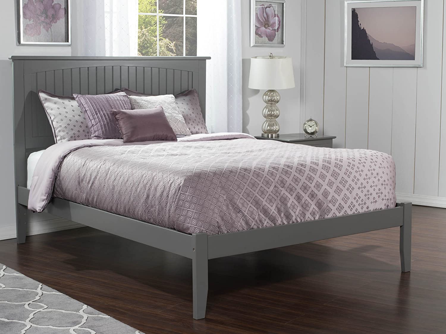 AFI Nantucket Platform Bed with Open Footboard and Turbo Charger, King, Grey