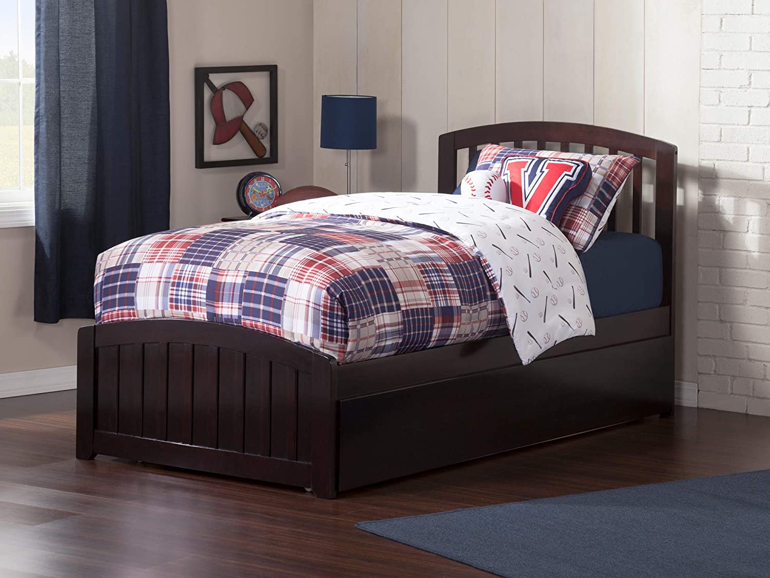 AFI Richmond Platform Bed with Matching Footboard and Turbo Charger with Twin Extra Long Trundle, XL, Espresso