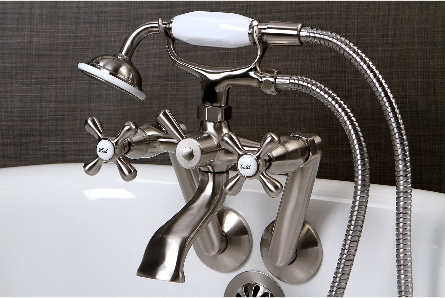 Kingston Brass KS269SN Kingston Clawfoot Tub Faucet, Brushed Nickel