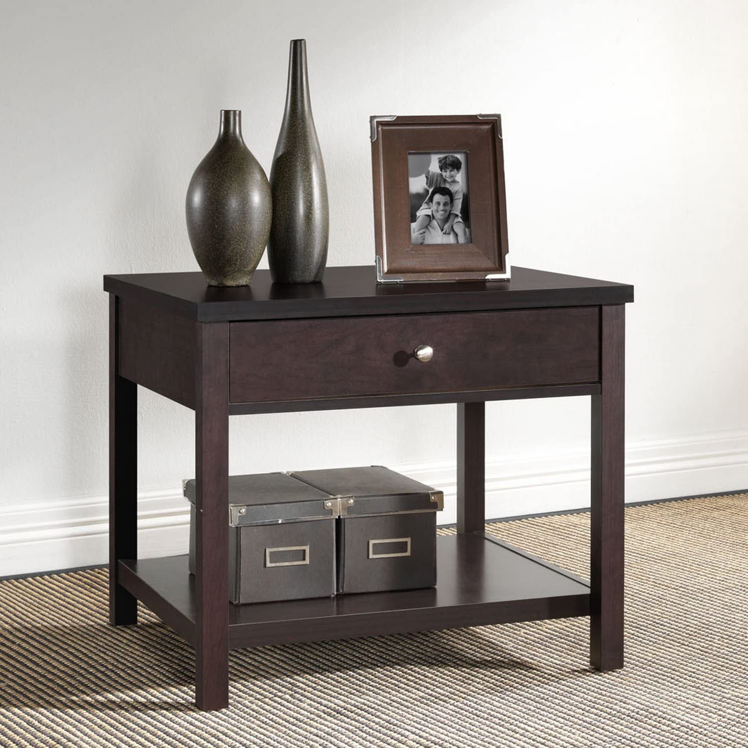 Baxton Studio Nashua Modern Accent Table and Nightstand, Brown