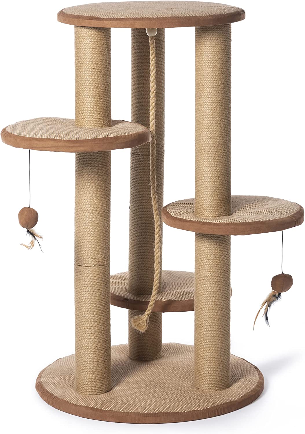 Prevue Pet Products 7150 Kitty Power Paws Multi-Platform Posts with Tassels Cat Scratcher, Natural