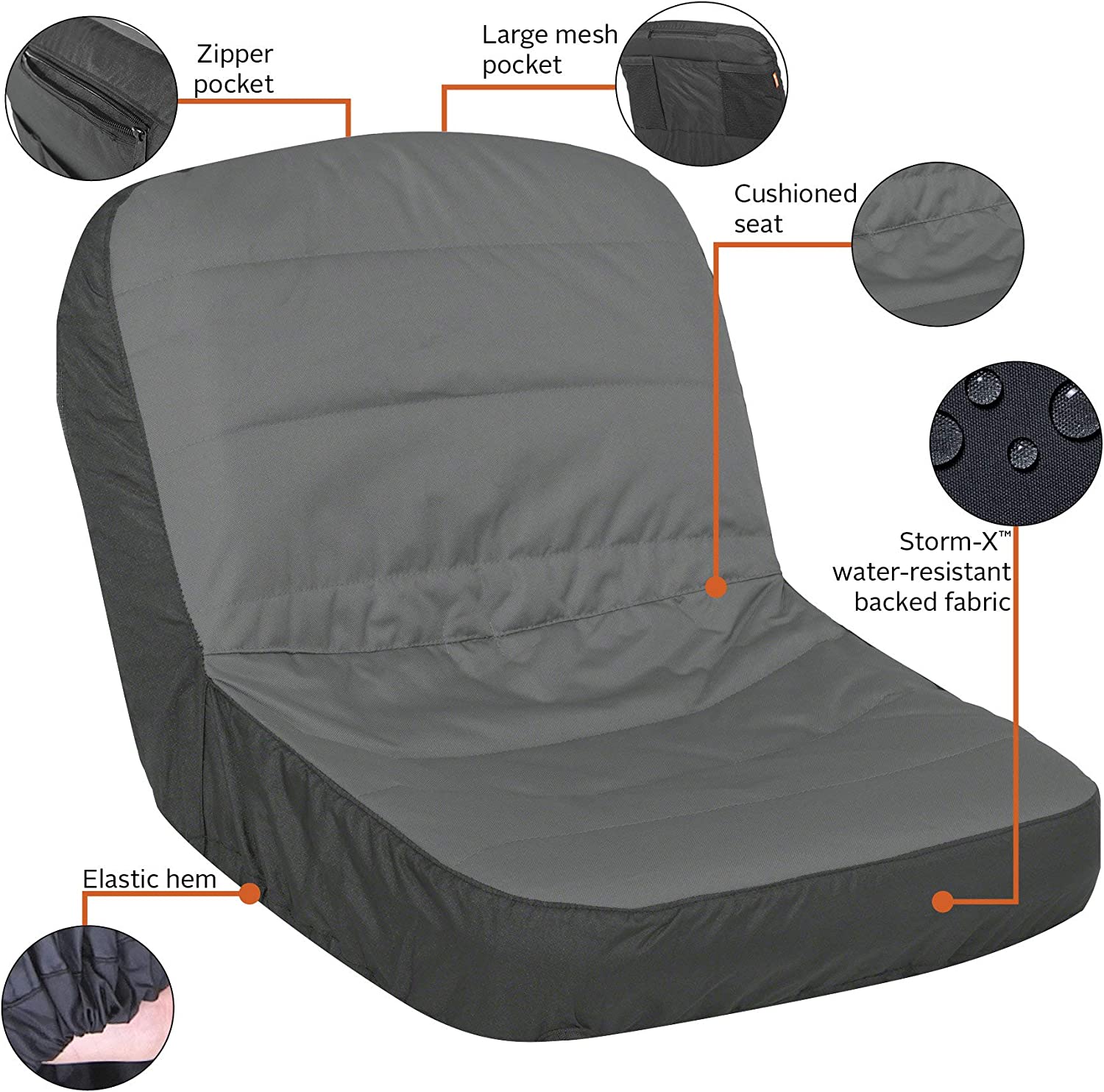 Classic Accessories Deluxe Riding Lawn Mower Seat Cover, Large