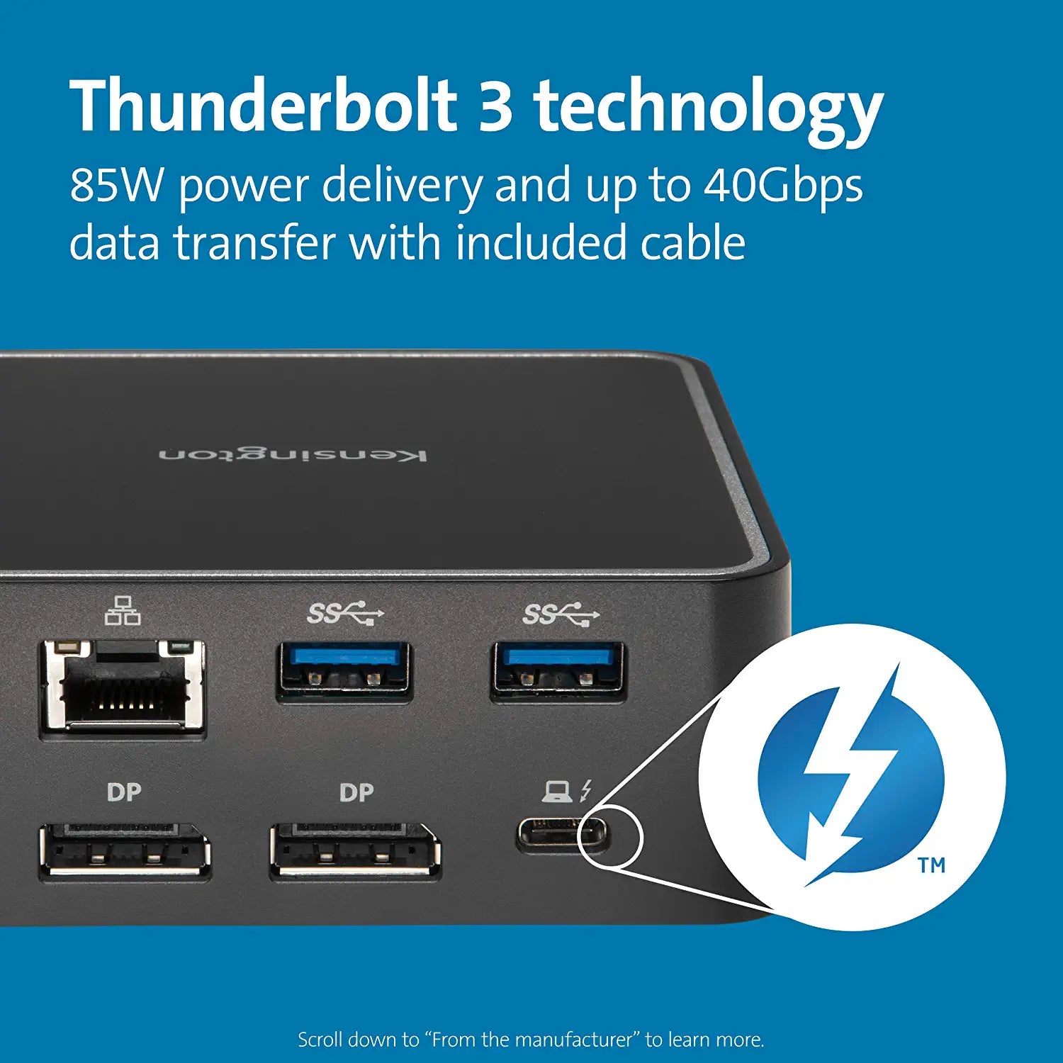 Kensington SD2400T Thunderbolt 3 Docking Station - 85W PD - Dual 4K for Windows and Mac - TAA Compliant (K38390NA)