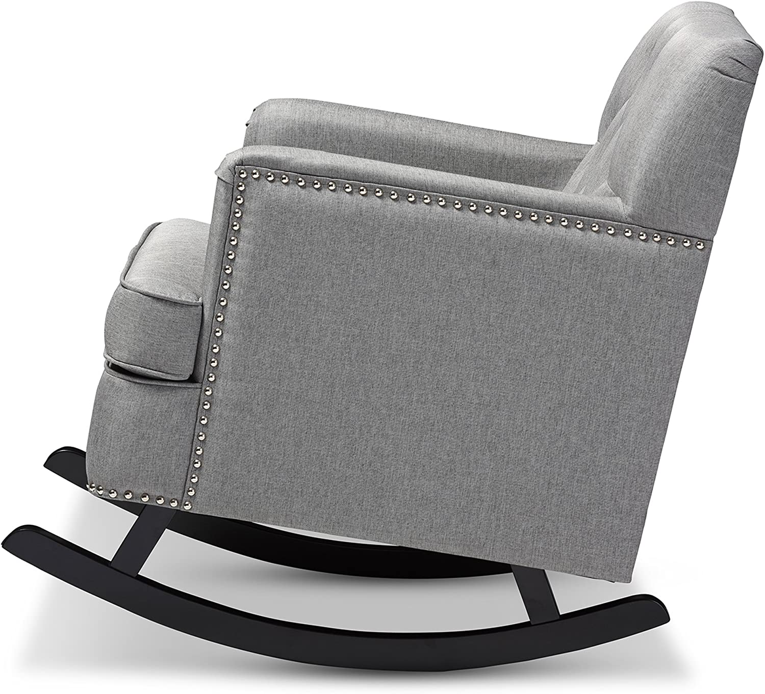 Baxton Studio Bethany Modern &amp; Contemporary Fabric Upholstered Button-Tufted Rocking Chair, Grey