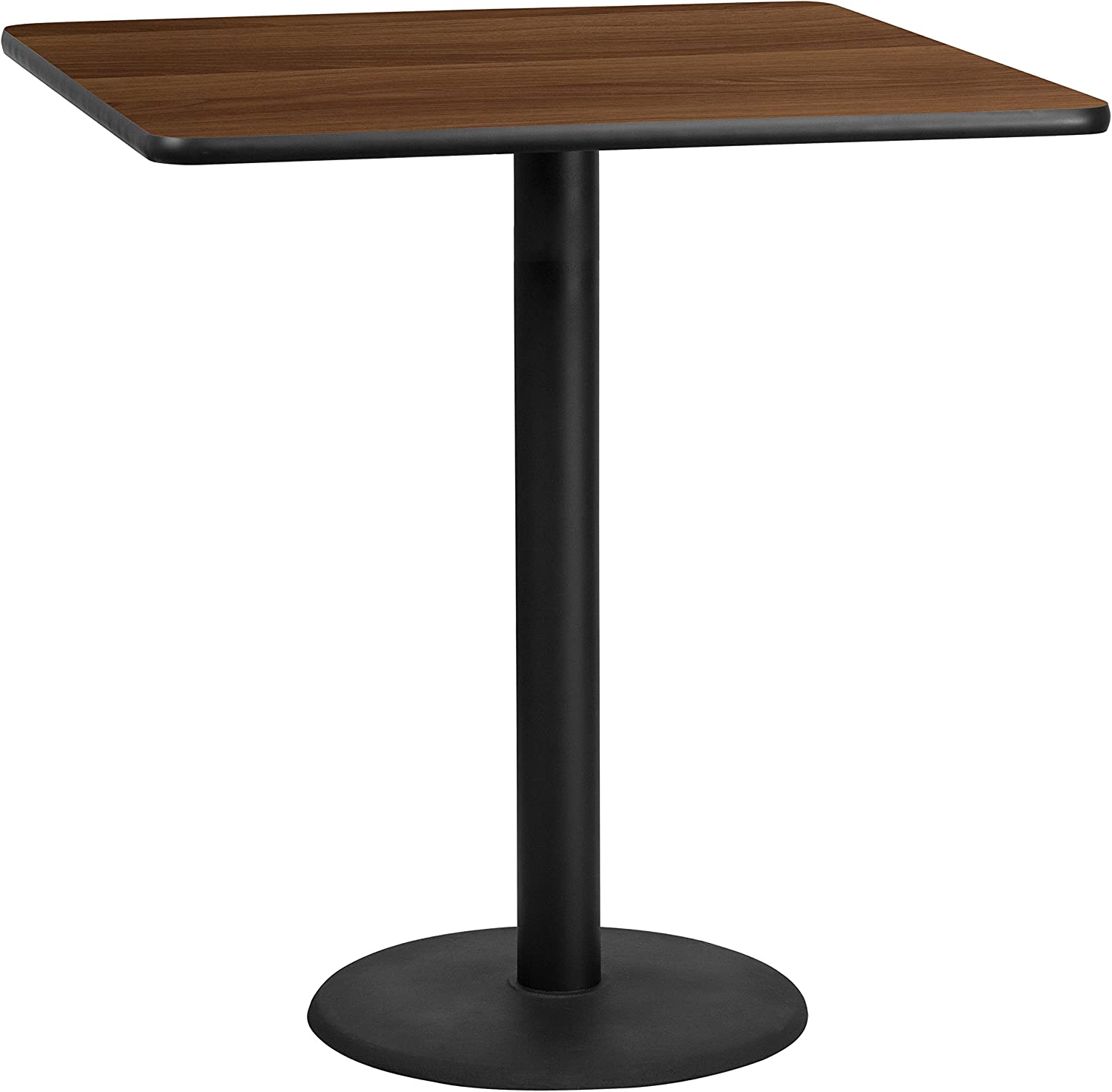 Flash Furniture 42&#39;&#39; Square Walnut Laminate Table Top with 24&#39;&#39; Round Bar Height Table Base
