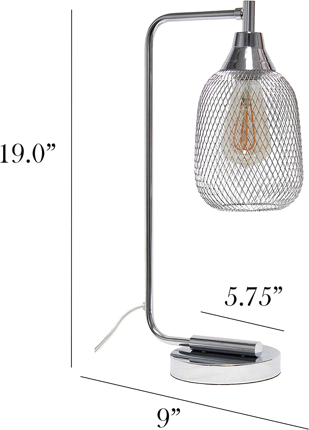Elegant Designs LD1060-CHR Mesh Wire Table Lamp, Chrome