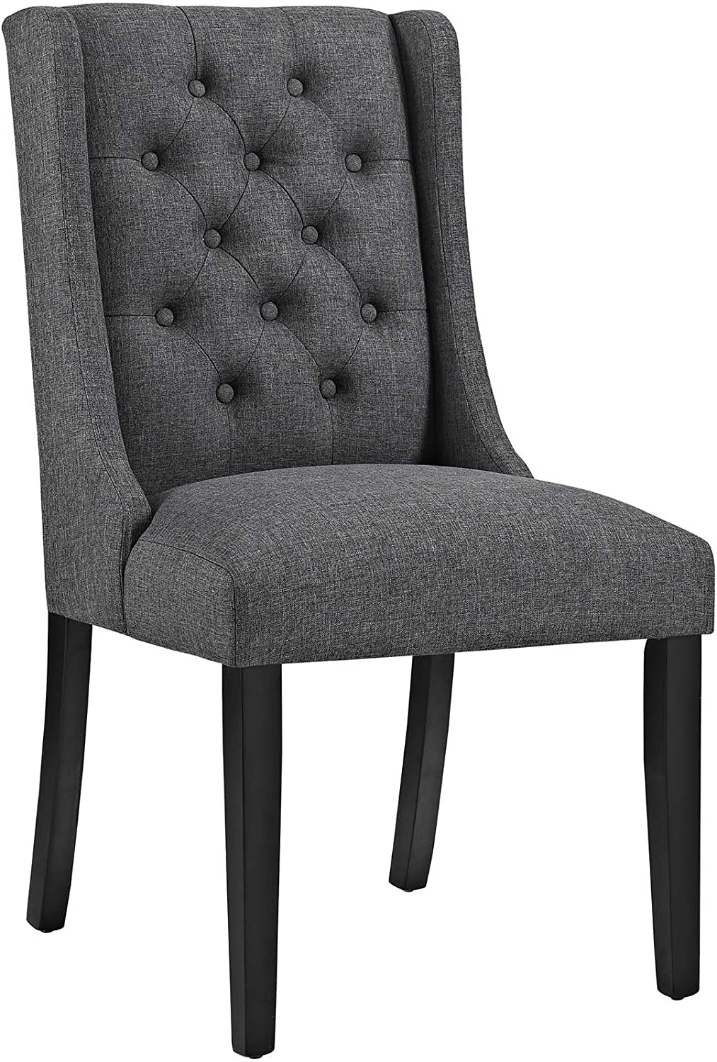 Modway Baronet Modern Tufted Upholstered Fabric Parsons Kitchen and Dining Room Chair in Gray