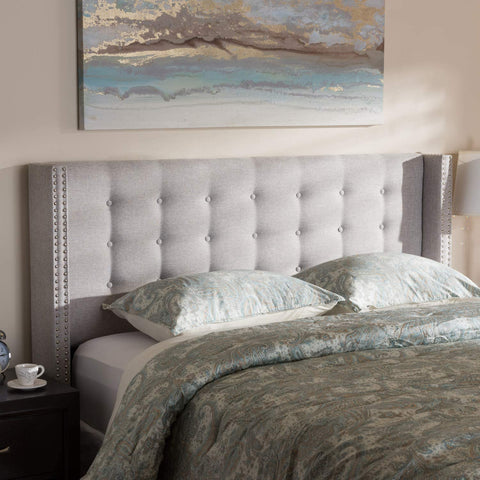 Baxton Studio Ginaro King Panel Headboard in Grayish Beige