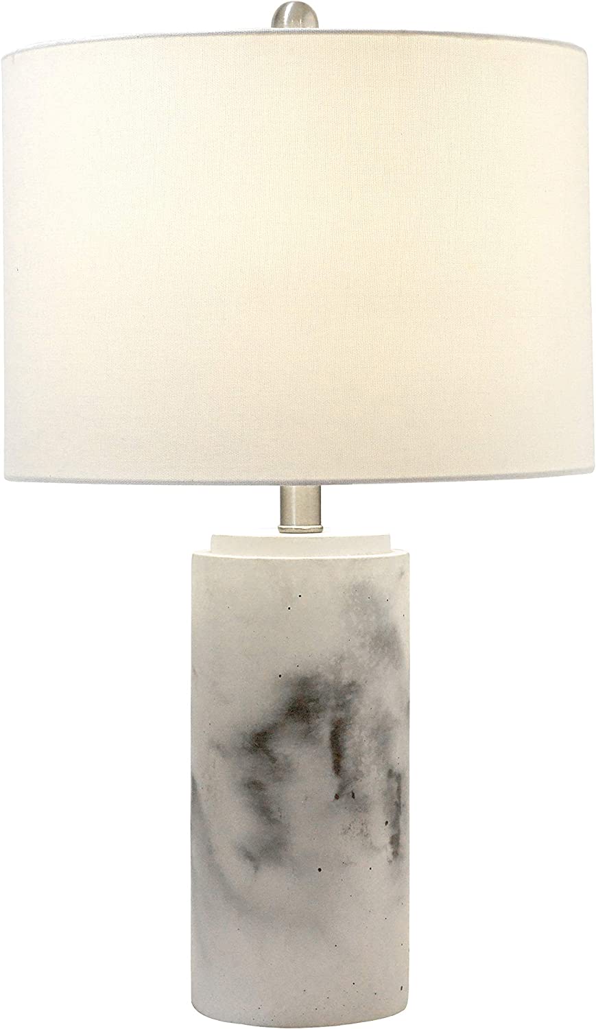 Elegant Designs LT3325-WHT Marble Fabric Shade Table Lamp, White