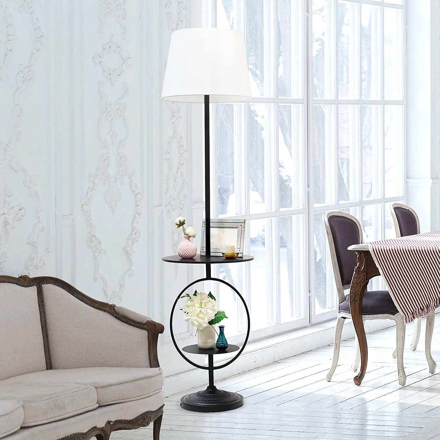 Elegant Designs LF1023-BLK End Table Decorative Floor Lamp, Black