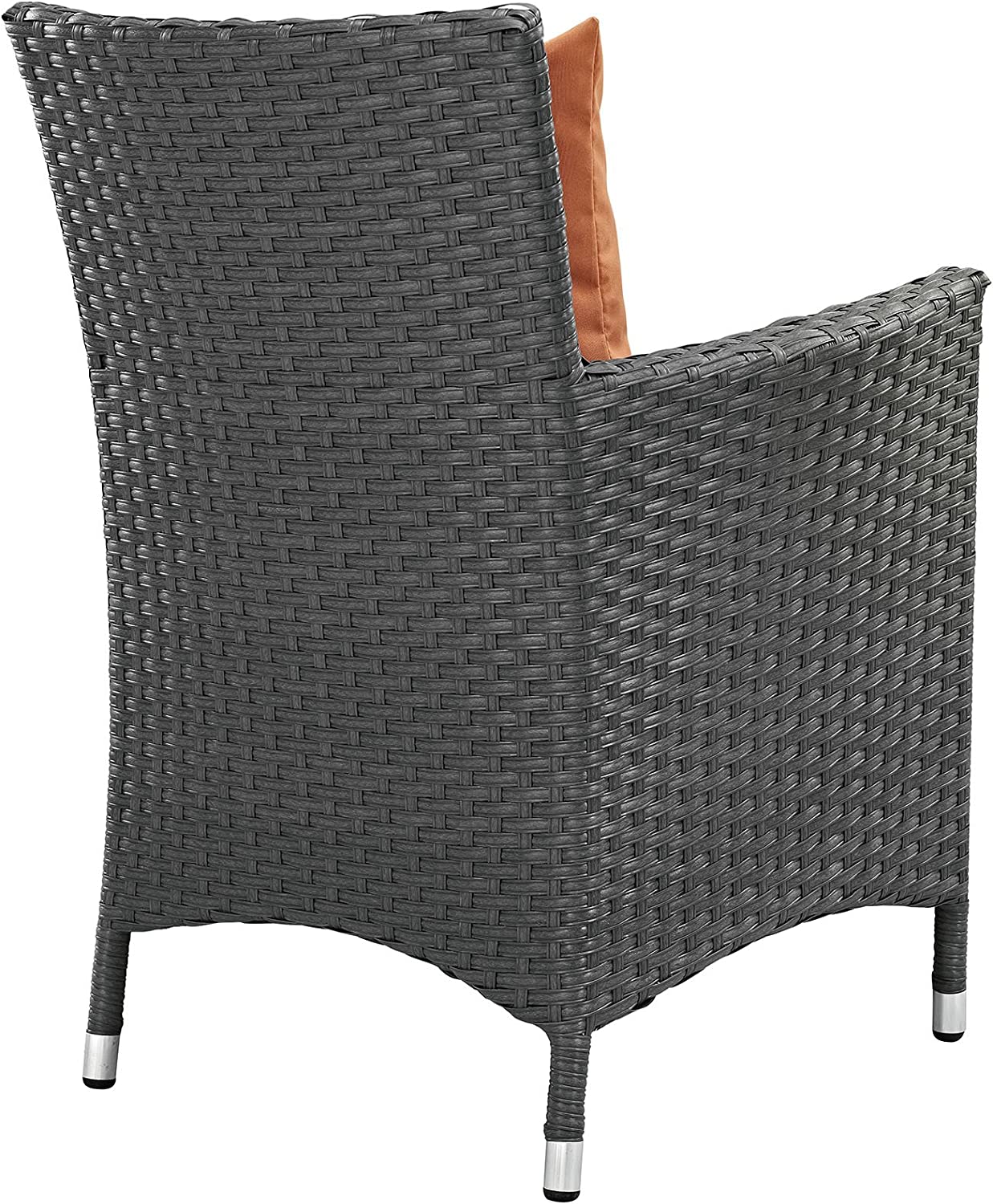 Modway Sojourn Wicker Rattan Outdoor Patio Sunbrella Fabric Dining Chair in Canvas Tuscan