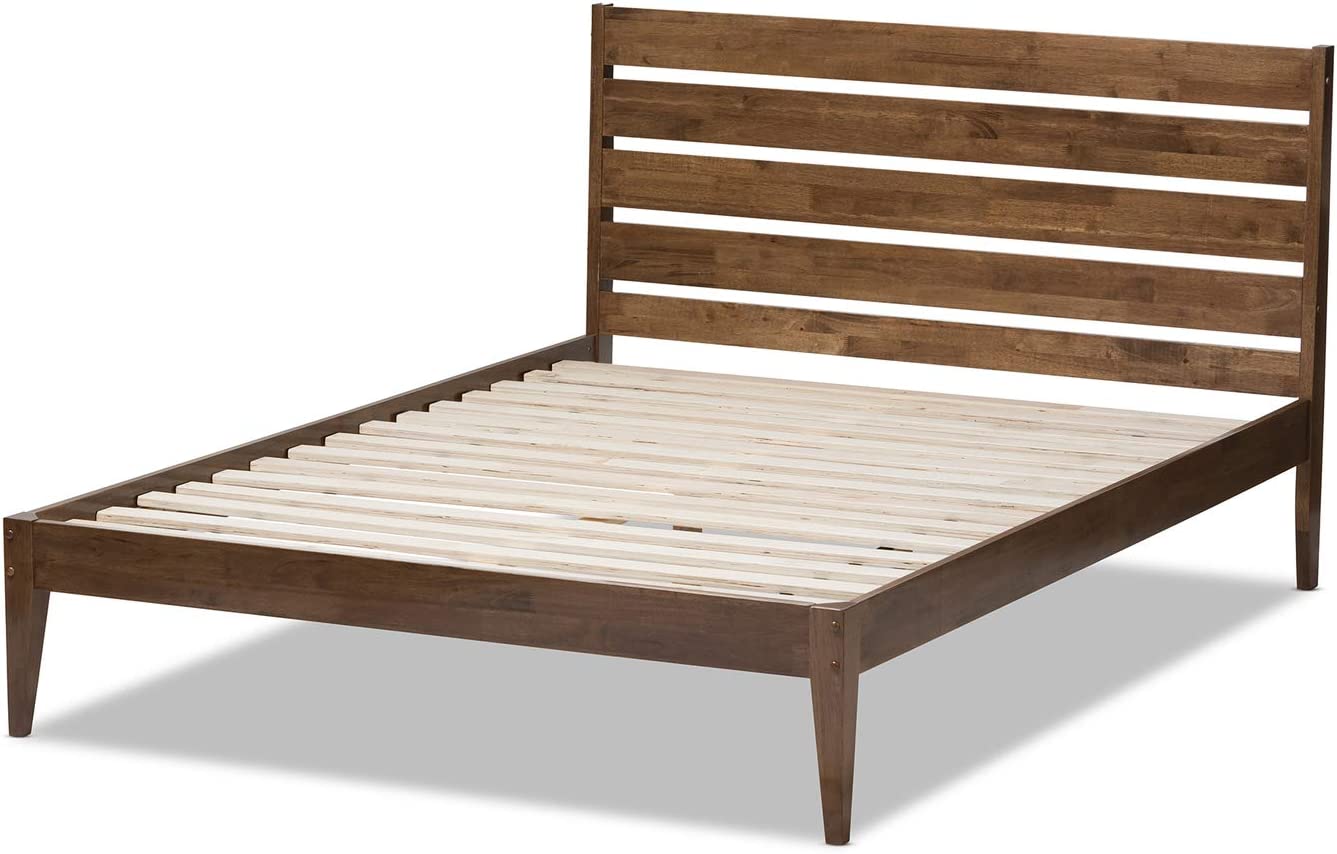 Baxton Studio Elmdon Walnut Wood King Platform Bed