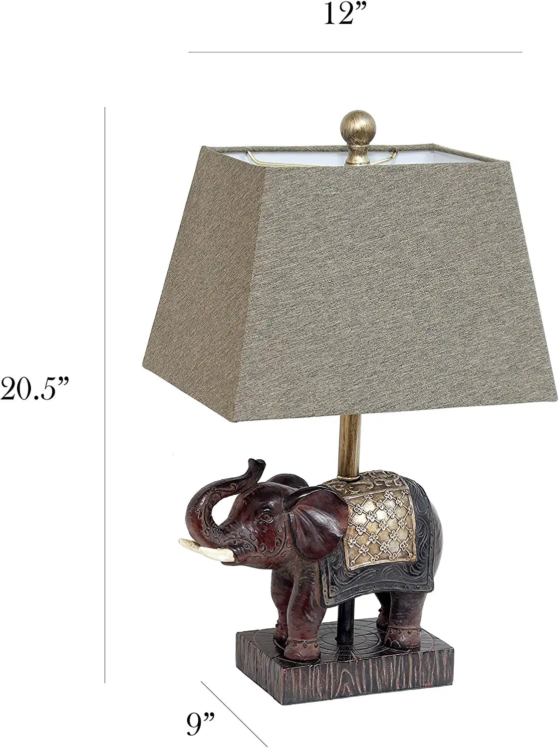 Elegant Designs LT3305-BWN Festive Elephant Table Lamp, Brown