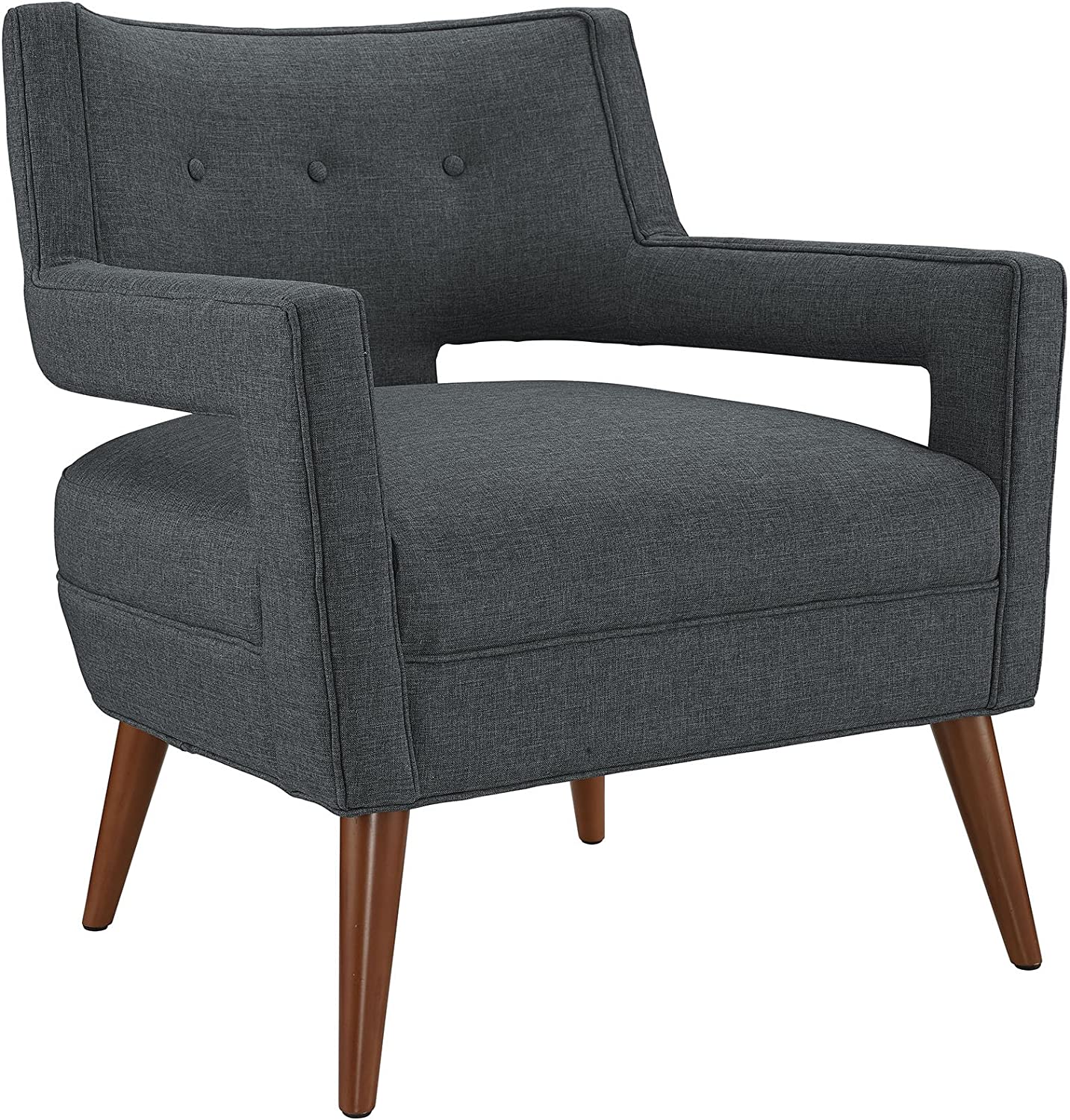 Modway Sheer Upholstered Fabric Mid-Century Modern Accent Lounge Arm Chair in Gray