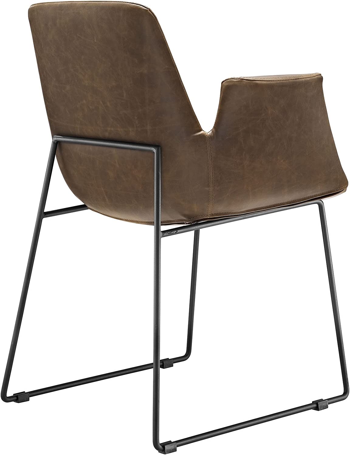 Modway Aloft Faux Leather Modern Farmhouse Kitchen and Dining Room Chair in Brown